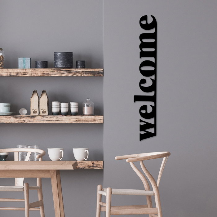 Wallity Welcome-5 Escultura de pared de metal negra
